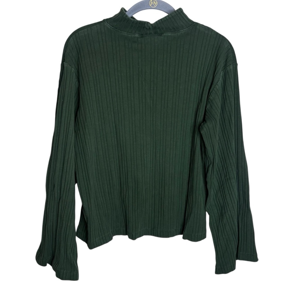 Nike mini swoosh ribbed jersey long-sleeved top women’s small green wide sleeve - Picture 3 of 6